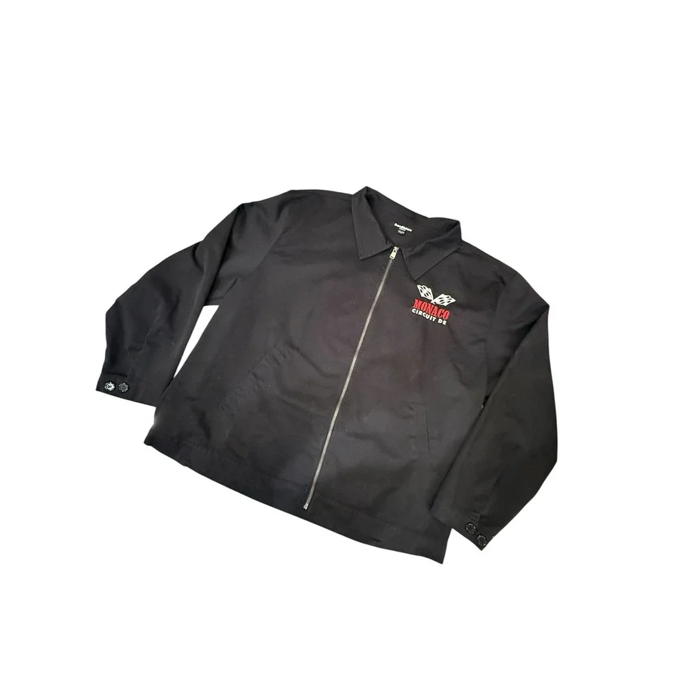 BrandMakers Jacket Mens 2XL Black Monaco Circuit De Racing‎ Car Windbreaker Zip